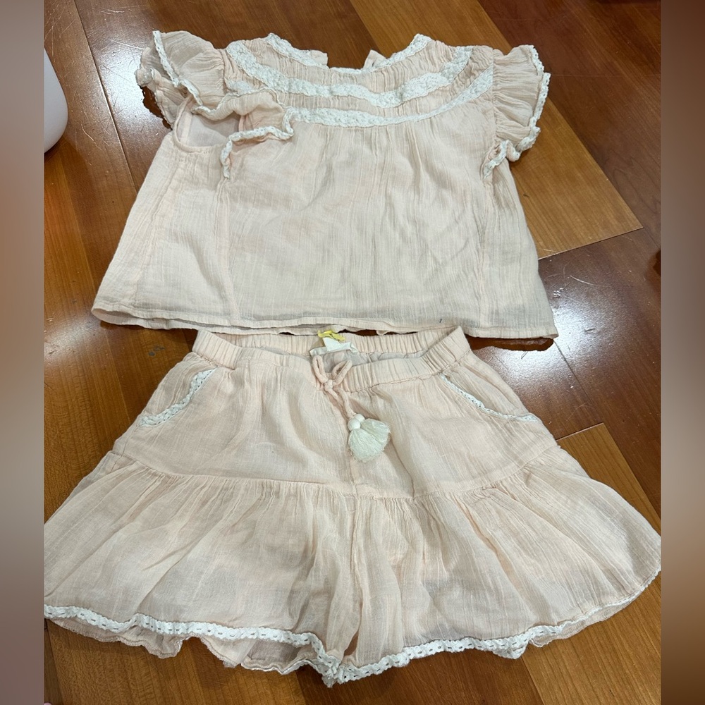 Louise Misha Girls Peach Tassel Two-Piece Set